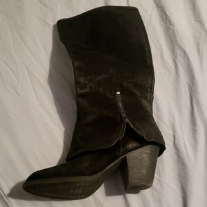 High black, faux suede boots